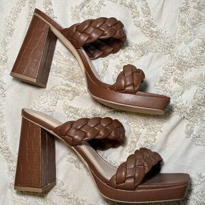 Sincerly Jules Braided Platform Mule Heels in Brown (NEW- Women’s 10)